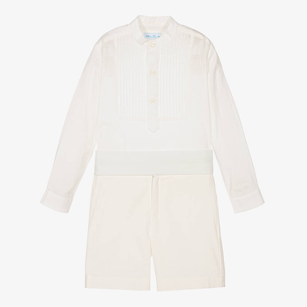 Abuela Tata - Boys Ivory Cotton Shirt & Shorts Set | Childrensalon