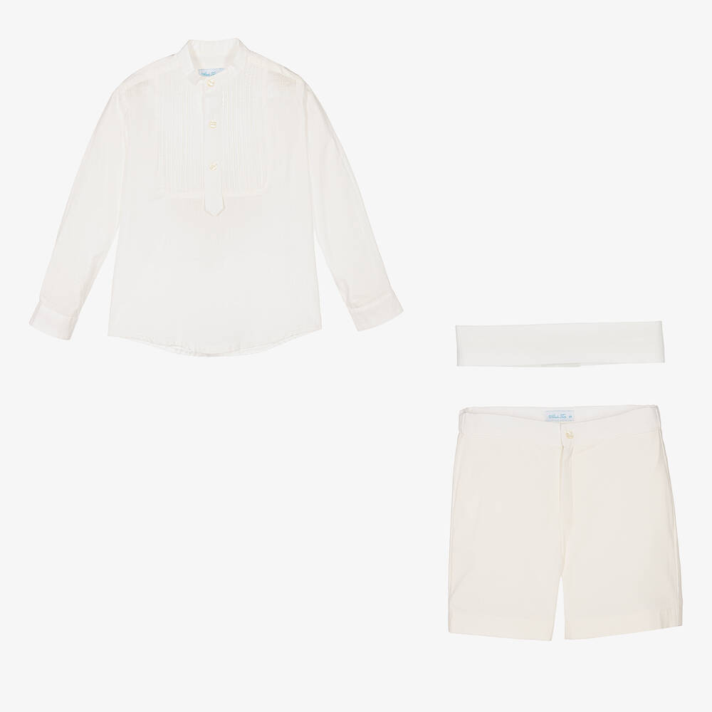 Abuela Tata-Кремовый комплект с шортами из хлопка | Childrensalon Outlet