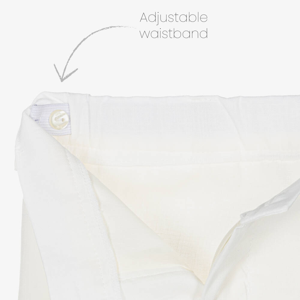 Abuela Tata-طقم قميص وشورت قطن لون عاجي للأولاد | Childrensalon Outlet