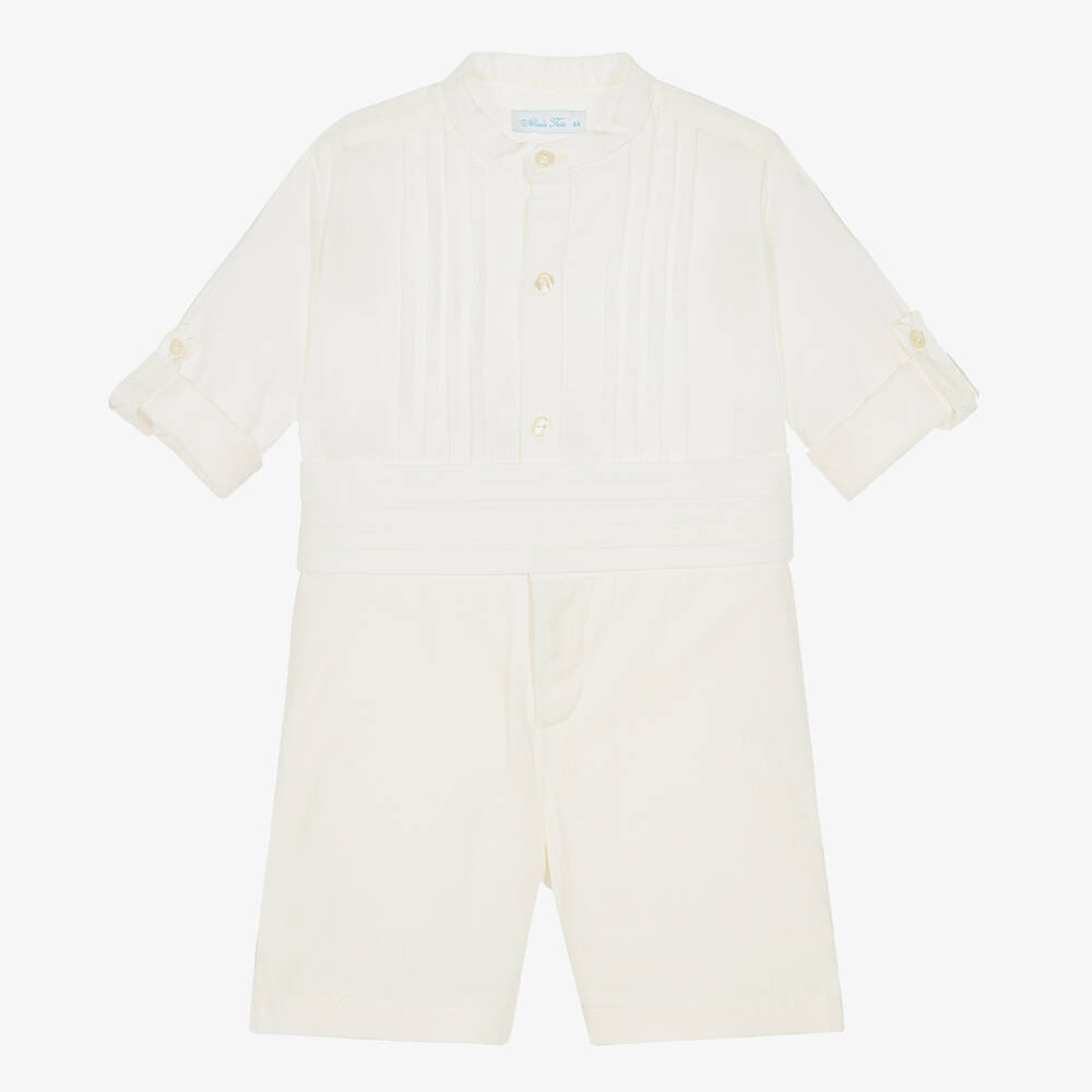 Abuela Tata - Кремовый комплект с рубашкой и шортами из хлопка  | Childrensalon