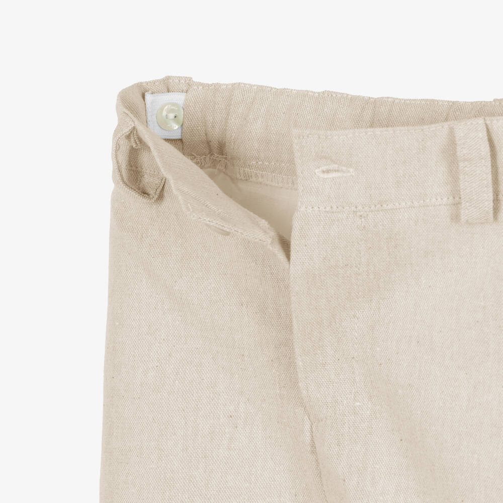 Abuela Tata-Boys Ivory Shirt & Beige Shorts Set | Childrensalon Outlet