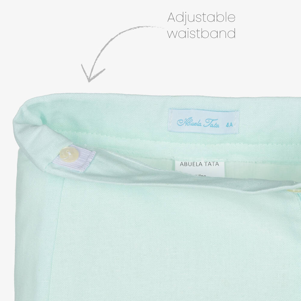 Abuela Tata-Boys Ivory Shirt & Green Shorts Set | Childrensalon Outlet