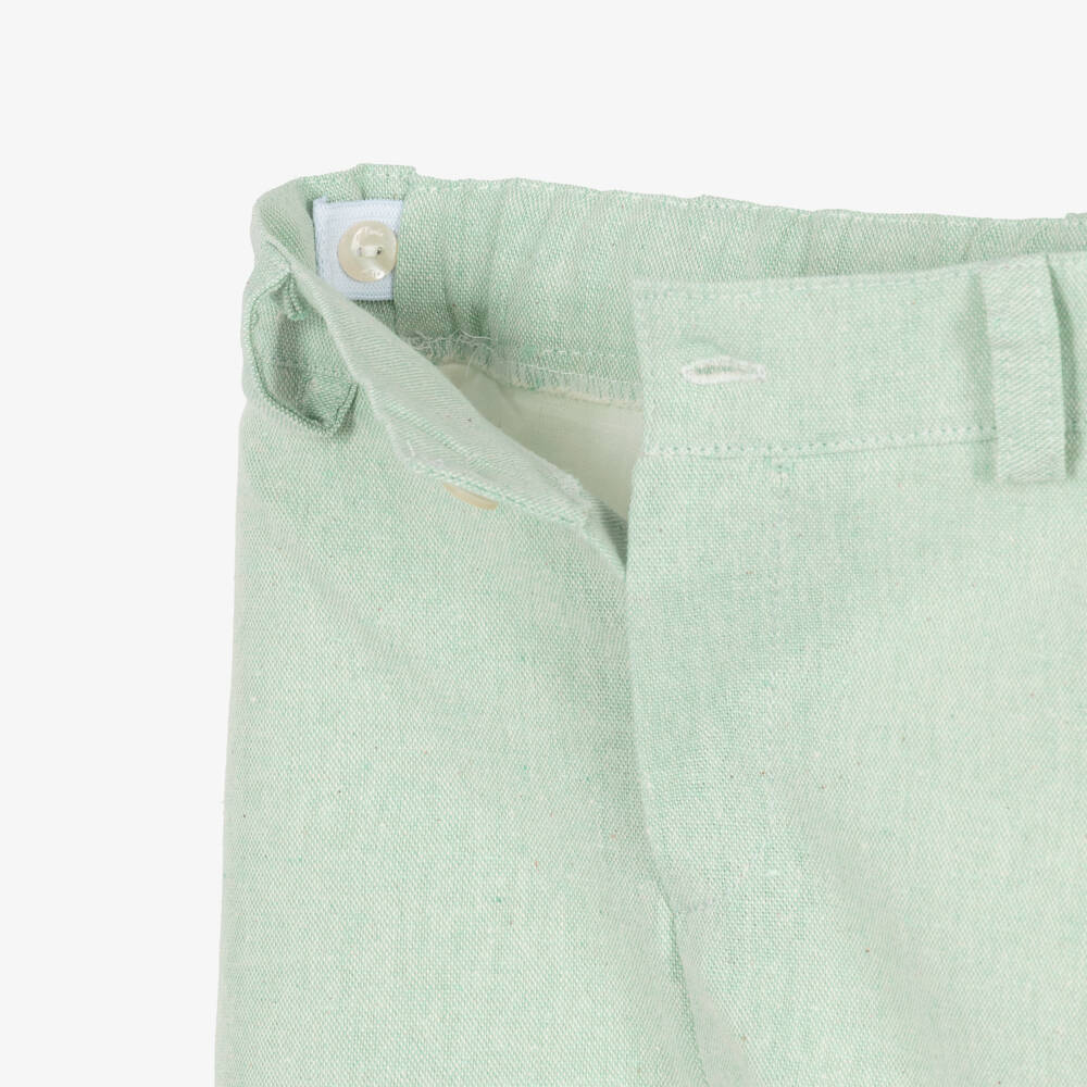 Abuela Tata-Boys Ivory Shirt & Green Shorts Set | Childrensalon Outlet