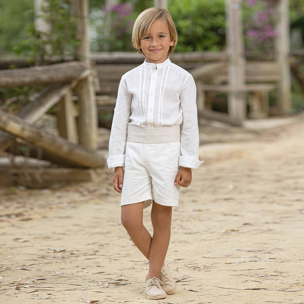 Boys white deals linen shorts