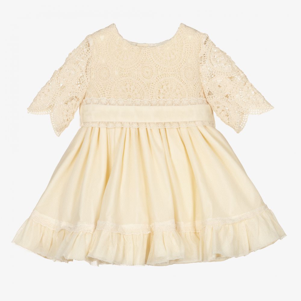 Abuela Tata - Girls Beige Cotton Dress | Childrensalon Outlet