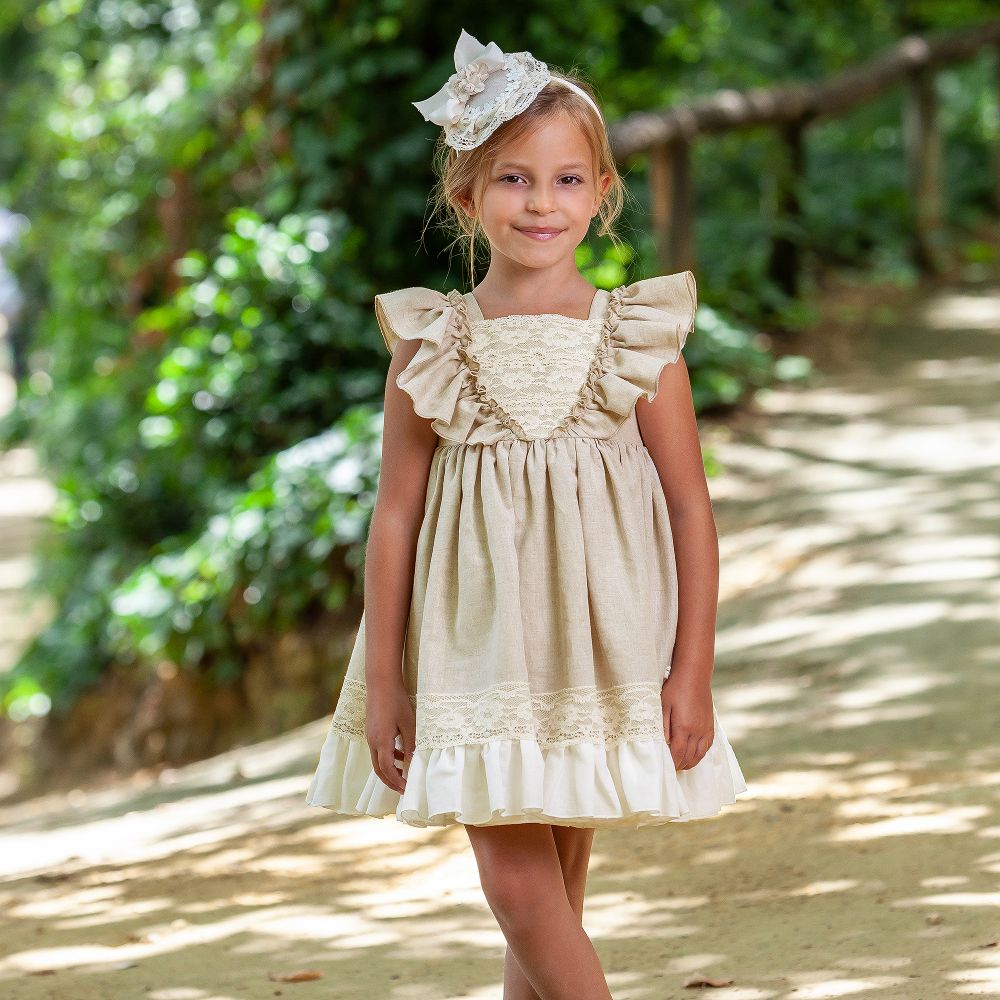 Girls best sale beige dress
