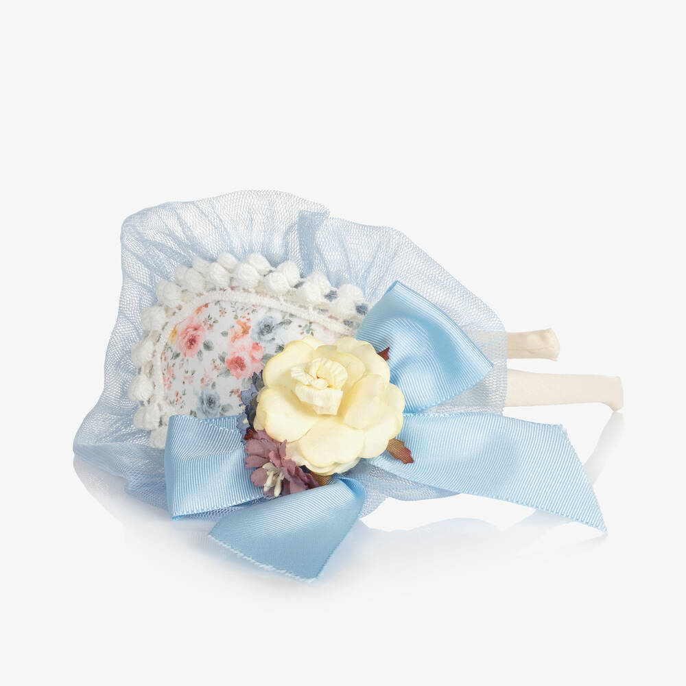 Abuela Tata-Girls Blue Floral Tulle Hairband | Childrensalon Outlet