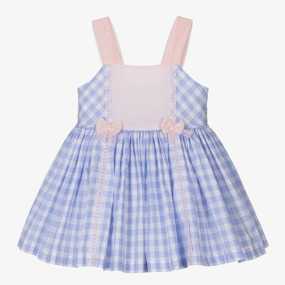 Abuela Tata - Girls Blue Gingham Cotton Dress | Childrensalon