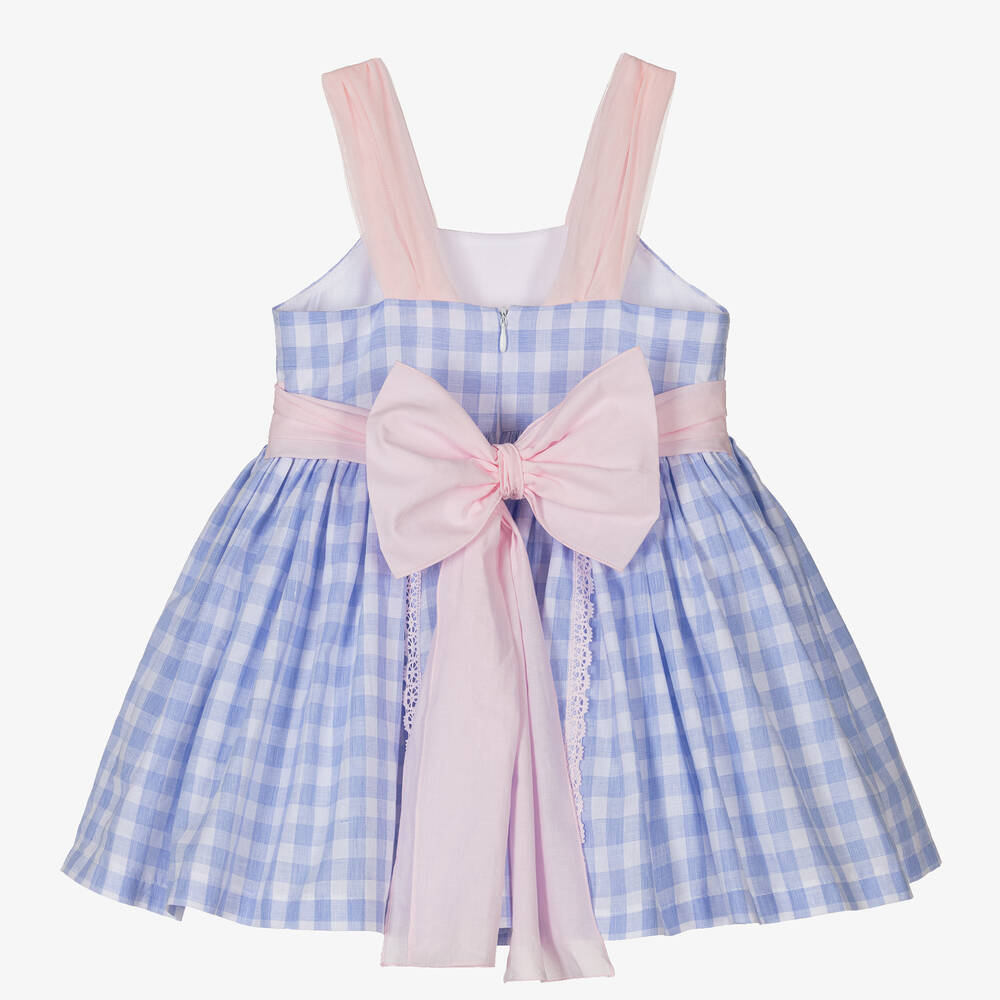 Abuela Tata-Голубое хлопковое платье в клетку | Childrensalon Outlet
