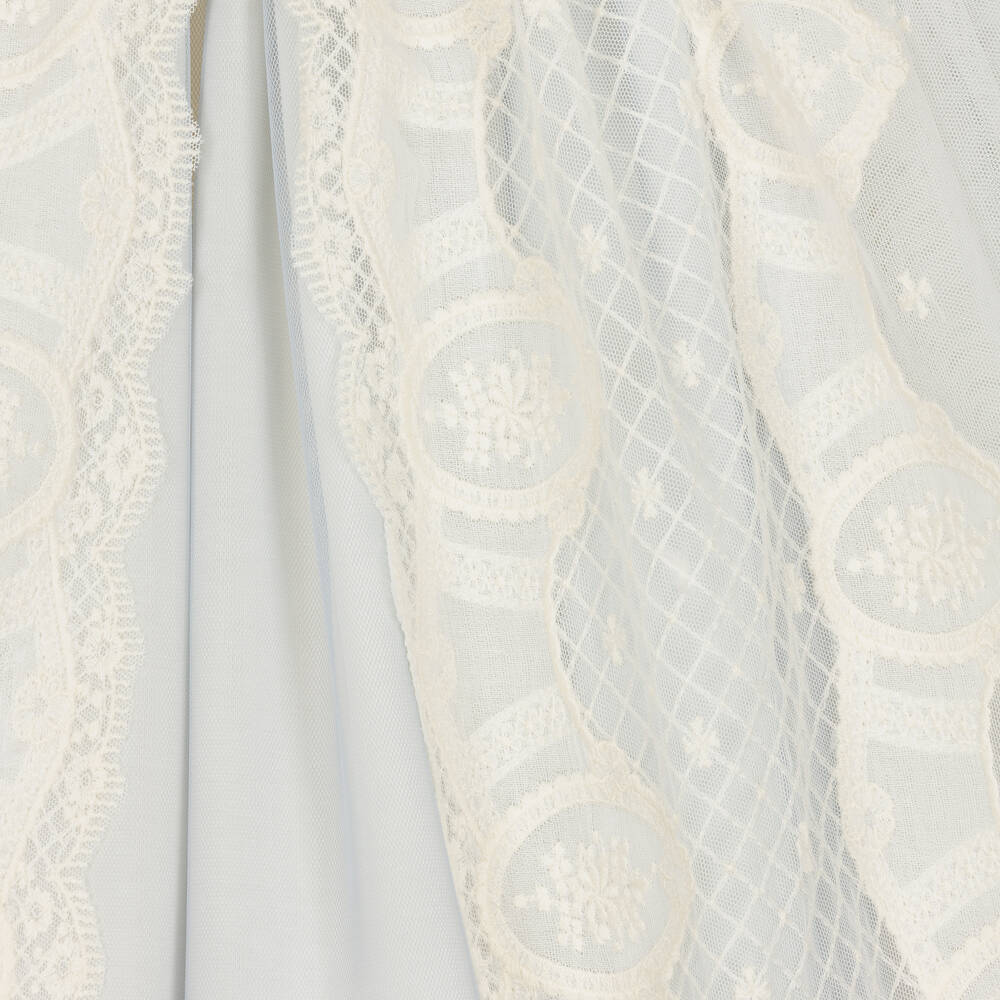 Abuela Tata-فستان تول ودانتيل لون عاجي وأزرق | Childrensalon Outlet