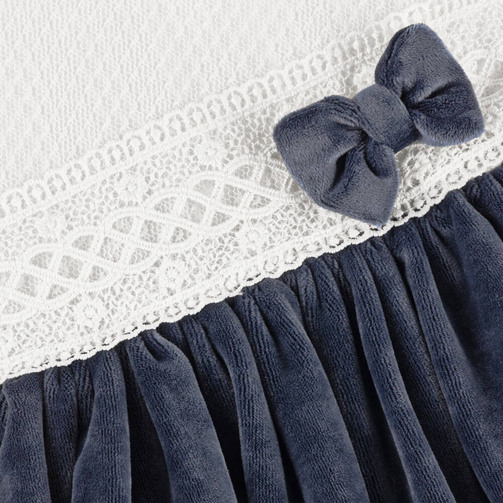 Abuela Tata-Girls Blue Velvet Lace Dress Set | Childrensalon Outlet
