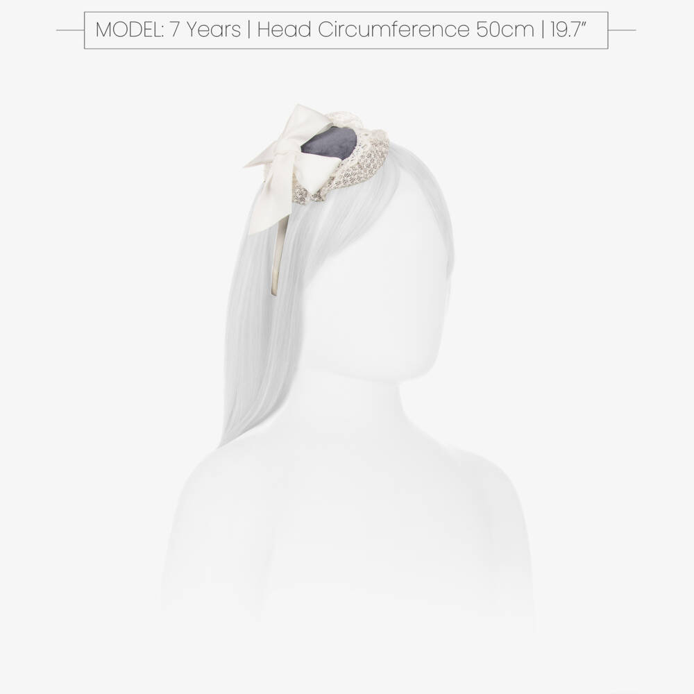 Abuela Tata-Girls Blue Velvet Lace Hairband | Childrensalon Outlet