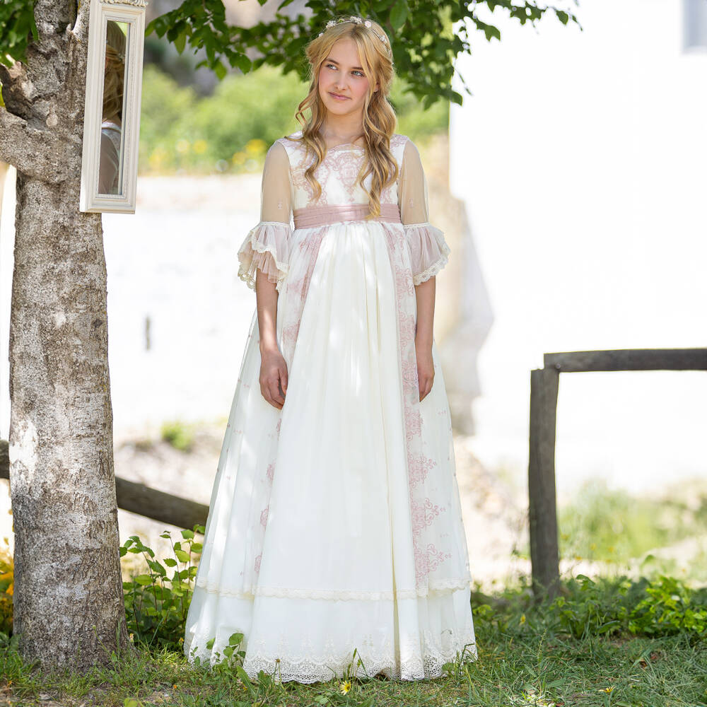 Abuela Tata-Girls Blush & Cream Tulle Gown | Childrensalon Outlet