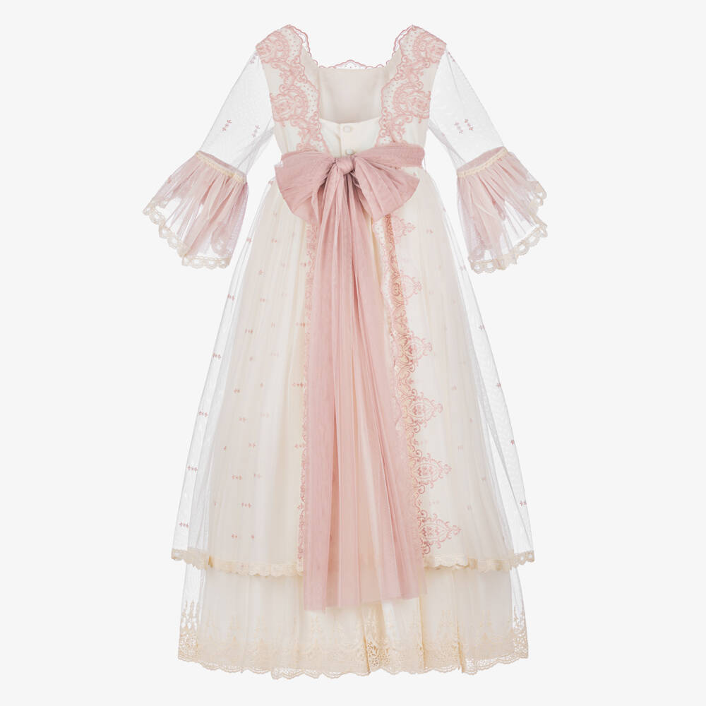 Abuela Tata-Girls Blush & Cream Tulle Gown | Childrensalon Outlet