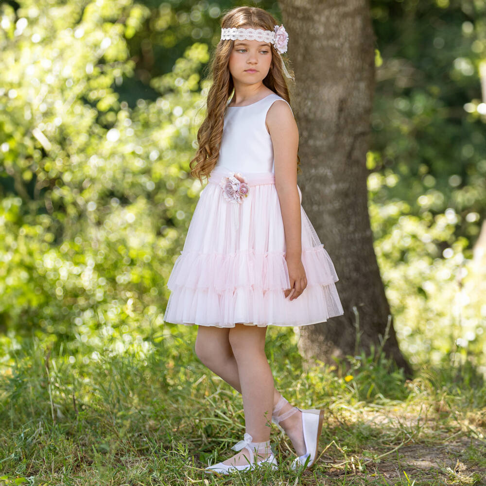 Abuela Tata-Girls Blush & Ivory Tulle Gown | Childrensalon Outlet