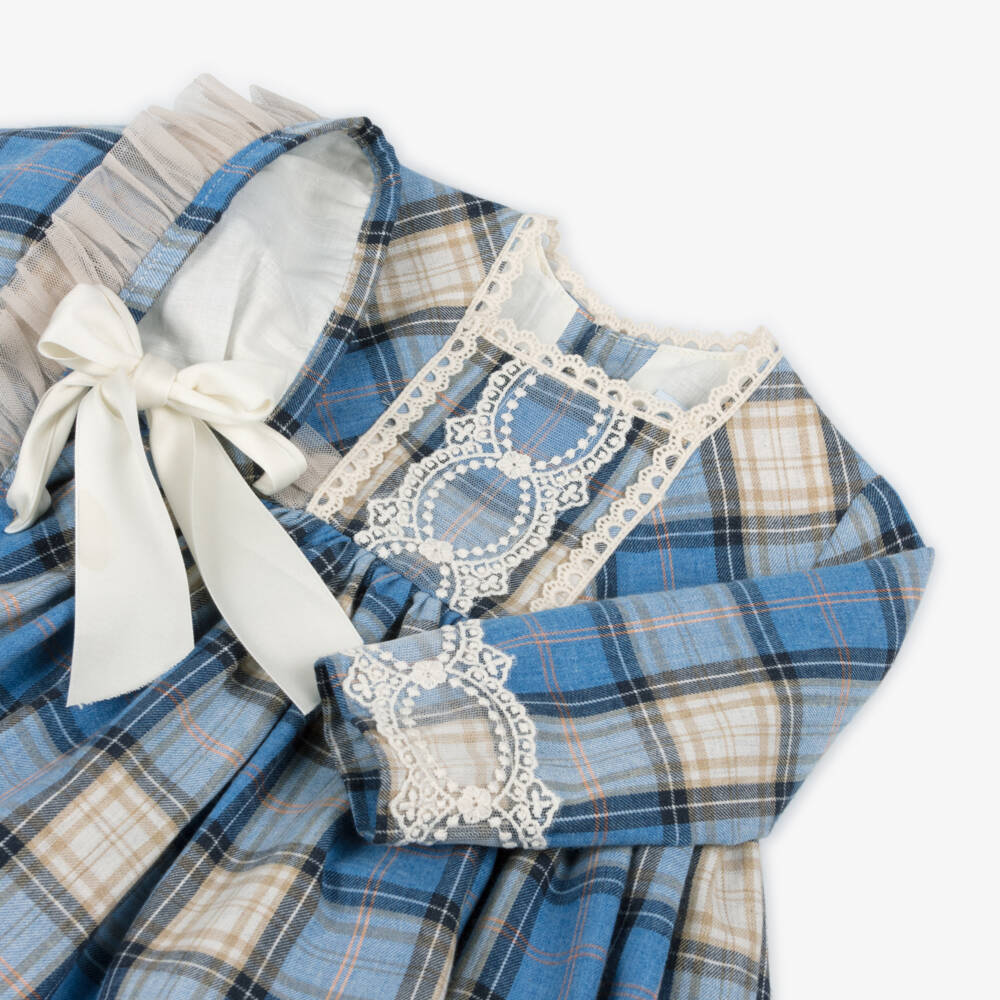 Abuela Tata-Girls Checked Cotton Dress Ensemble | Childrensalon Outlet