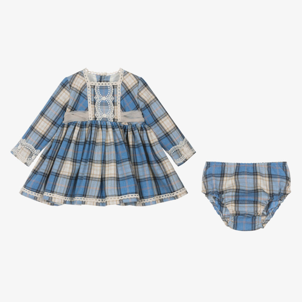 Abuela Tata-Girls Checked Cotton Dress Ensemble | Childrensalon Outlet