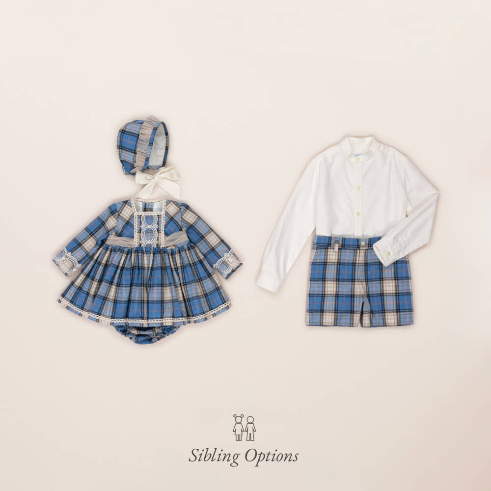 Abuela Tata-Girls Checked Cotton Dress Ensemble | Childrensalon Outlet