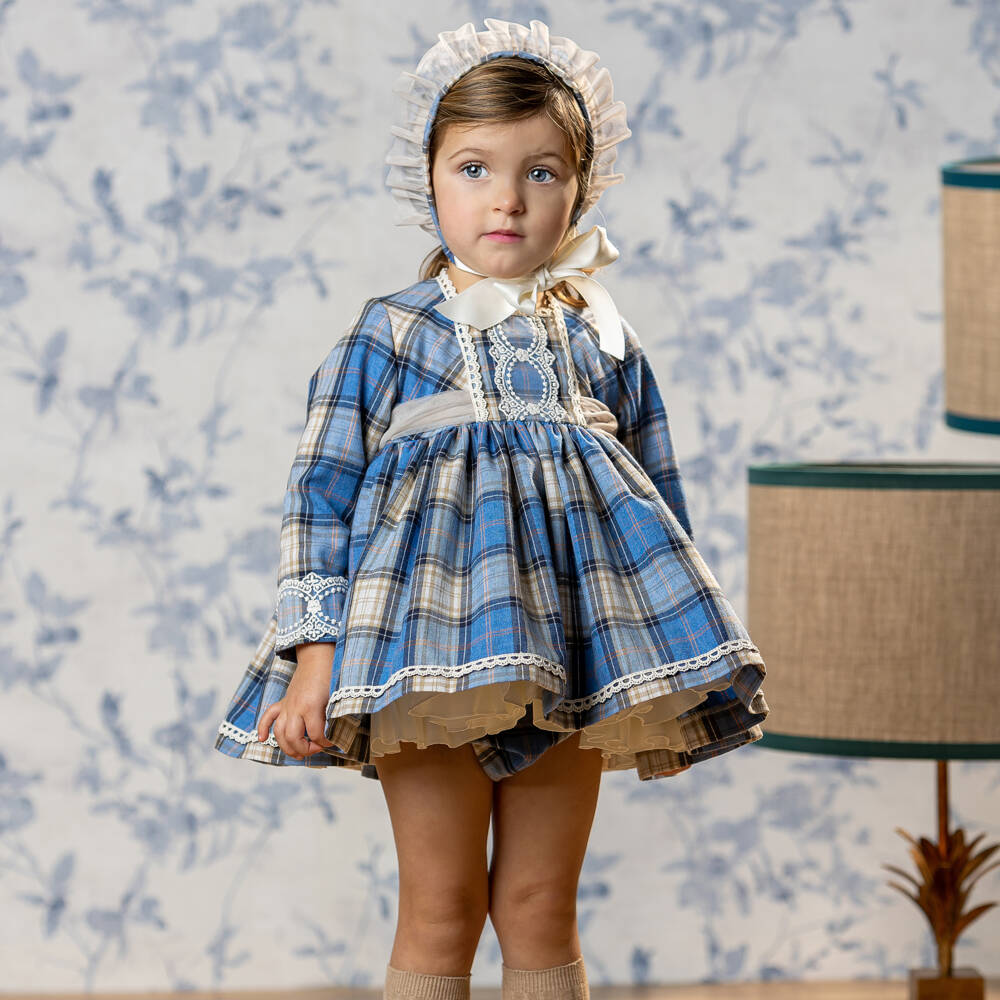 Abuela Tata-Girls Checked Cotton Dress Ensemble | Childrensalon Outlet