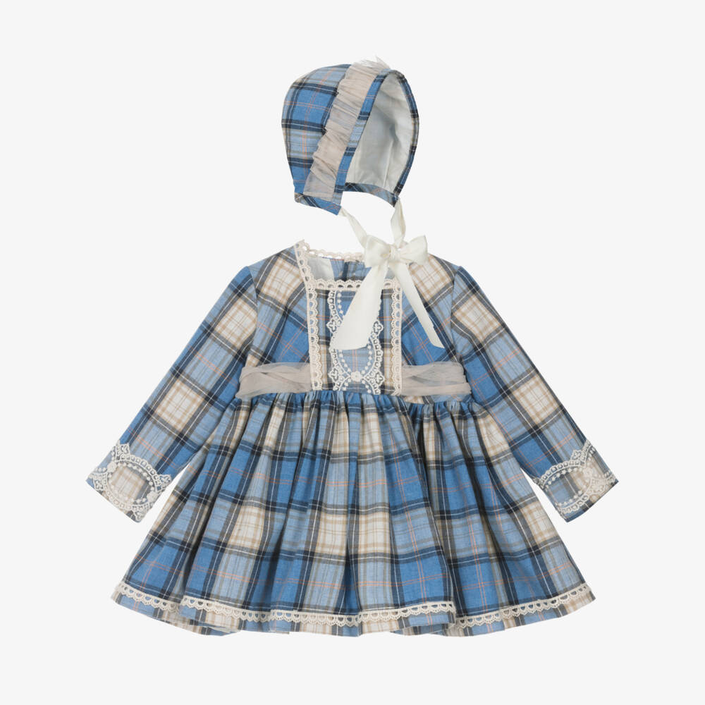 Abuela Tata-Girls Checked Cotton Dress Ensemble | Childrensalon Outlet