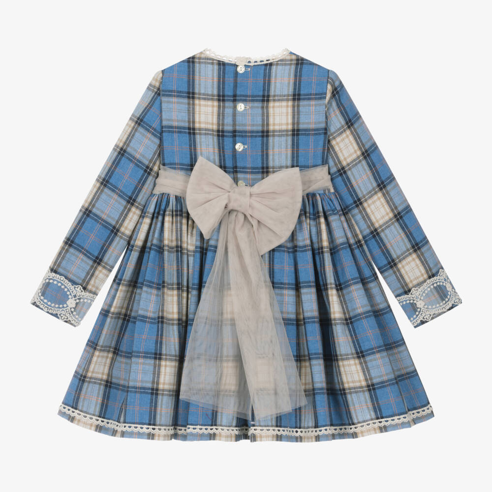 Abuela Tata-Girls Checked Cotton Twill Dress | Childrensalon Outlet