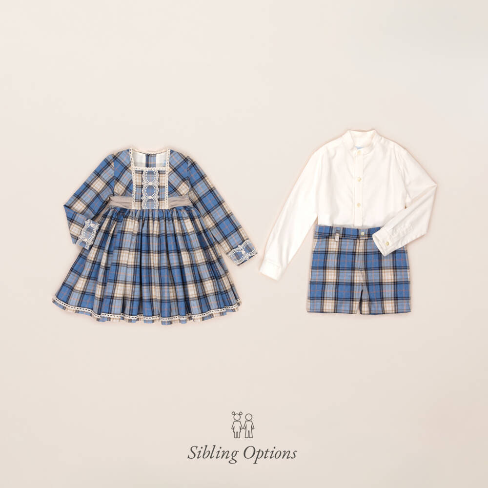 Abuela Tata-Girls Checked Cotton Twill Dress | Childrensalon Outlet