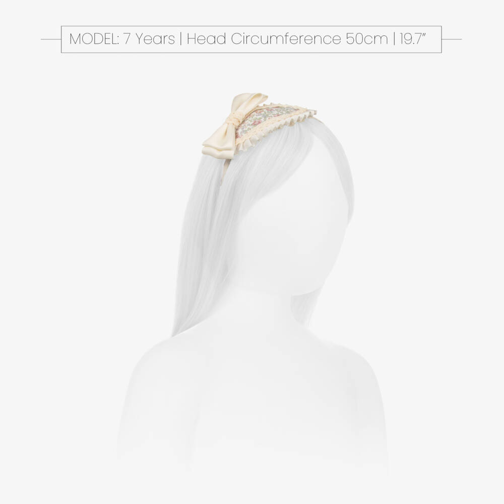 Abuela Tata-Girls Cream Floral Headband | Childrensalon Outlet