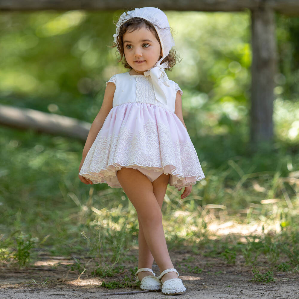 Abuela Tata-Нежное кружевное платье розового цвета для девочек | Childrensalon Outlet