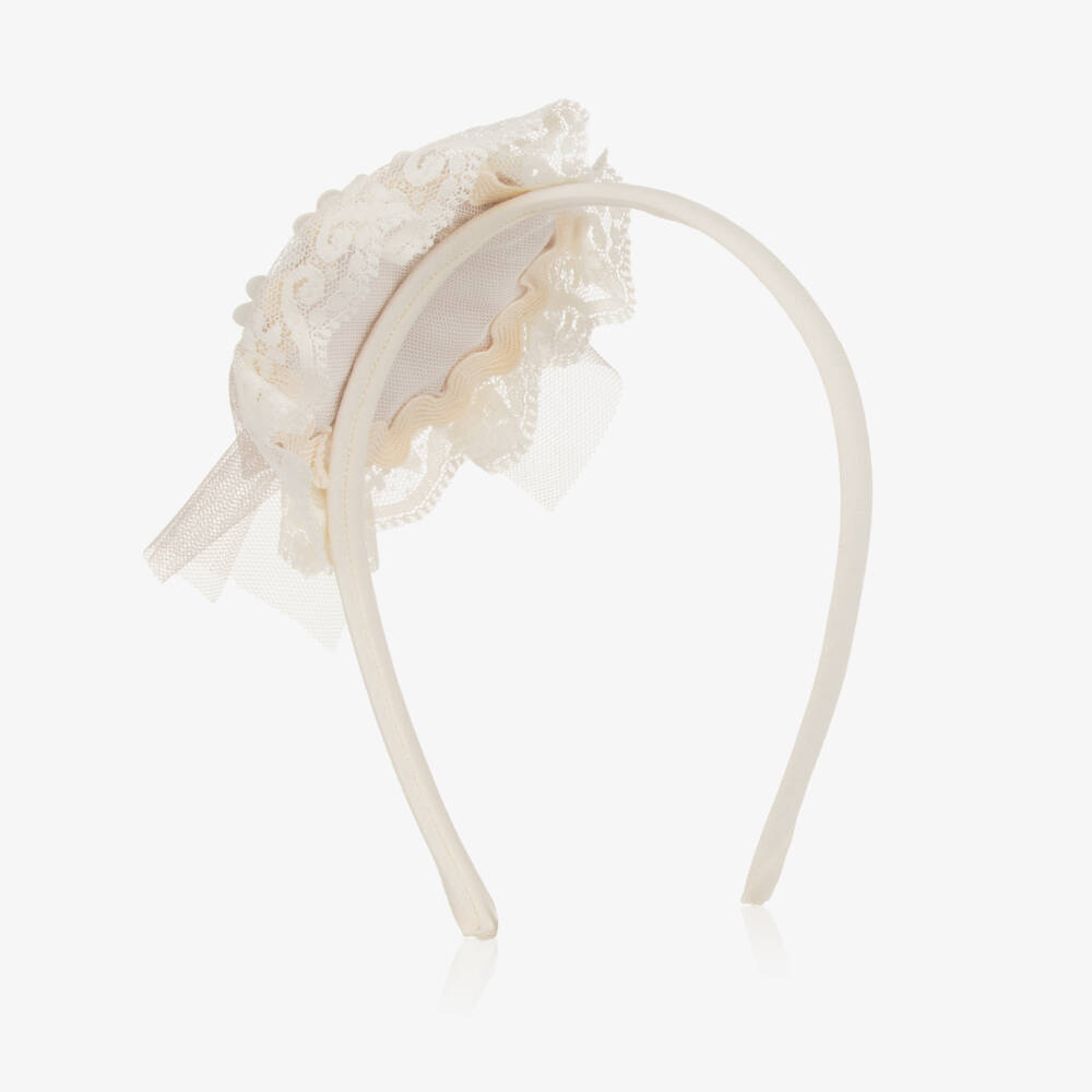 Abuela Tata-طوق شعر بيج أنيق للبنات مزين بالورود | Childrensalon Outlet