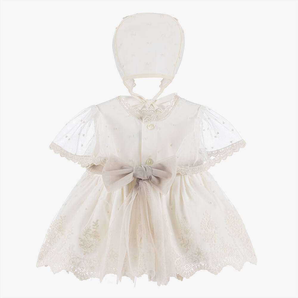 Abuela Tata-Girls Elegant Cream Lace Dress Ensemble | Childrensalon Outlet