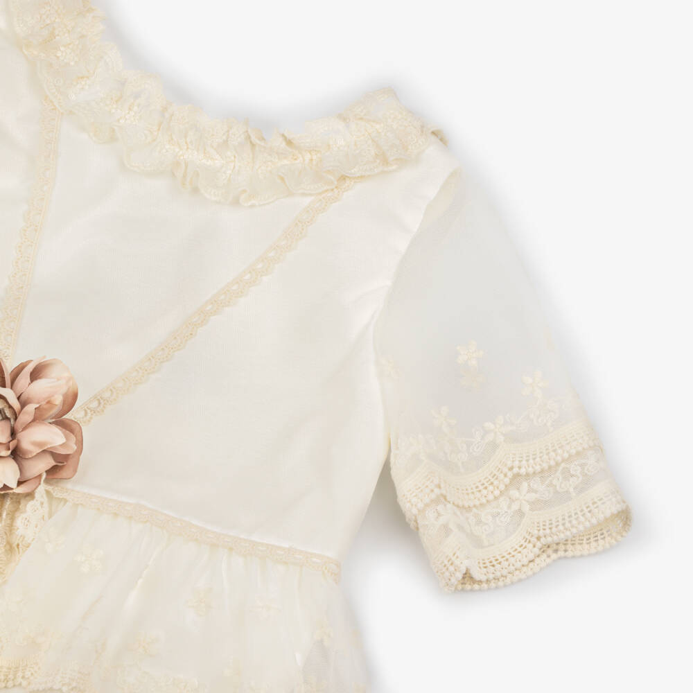 Abuela Tata-Girls Elegant Ivory Lace Ensemble | Childrensalon Outlet