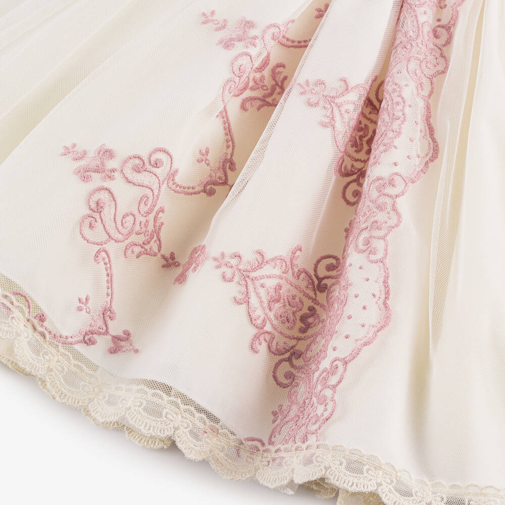 Abuela Tata-فستان فاخر عاجي ووردي للبنات | Childrensalon Outlet