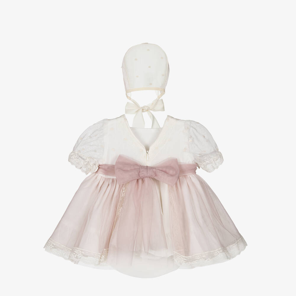 Abuela Tata-Girls Elegant Ivory & Pink Tulle Ensemble | Childrensalon Outlet