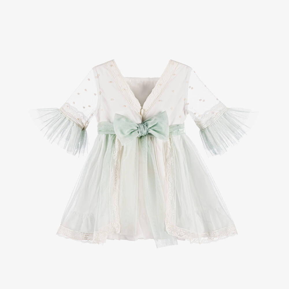 Abuela Tata-فستان تول عاجي أنيق للبنات | Childrensalon Outlet