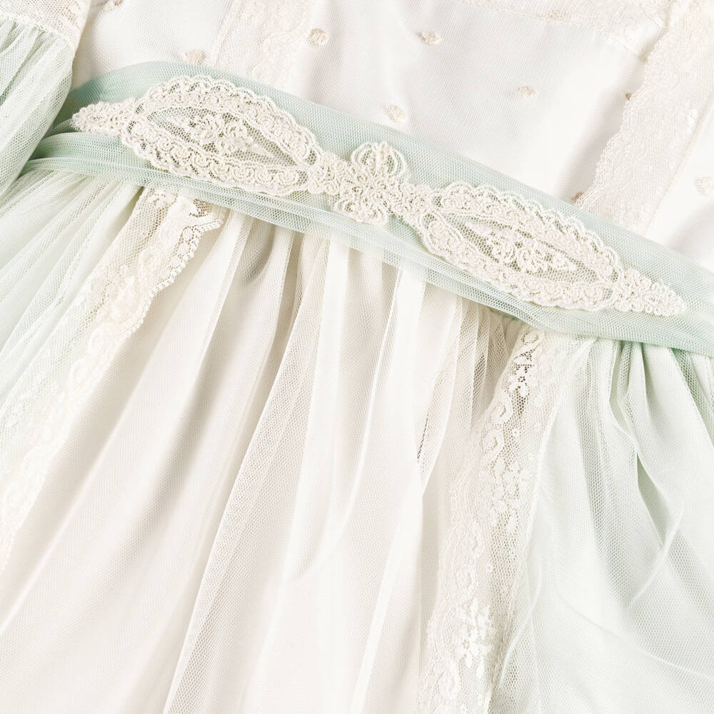 Abuela Tata-فستان تول عاجي أنيق للبنات | Childrensalon Outlet