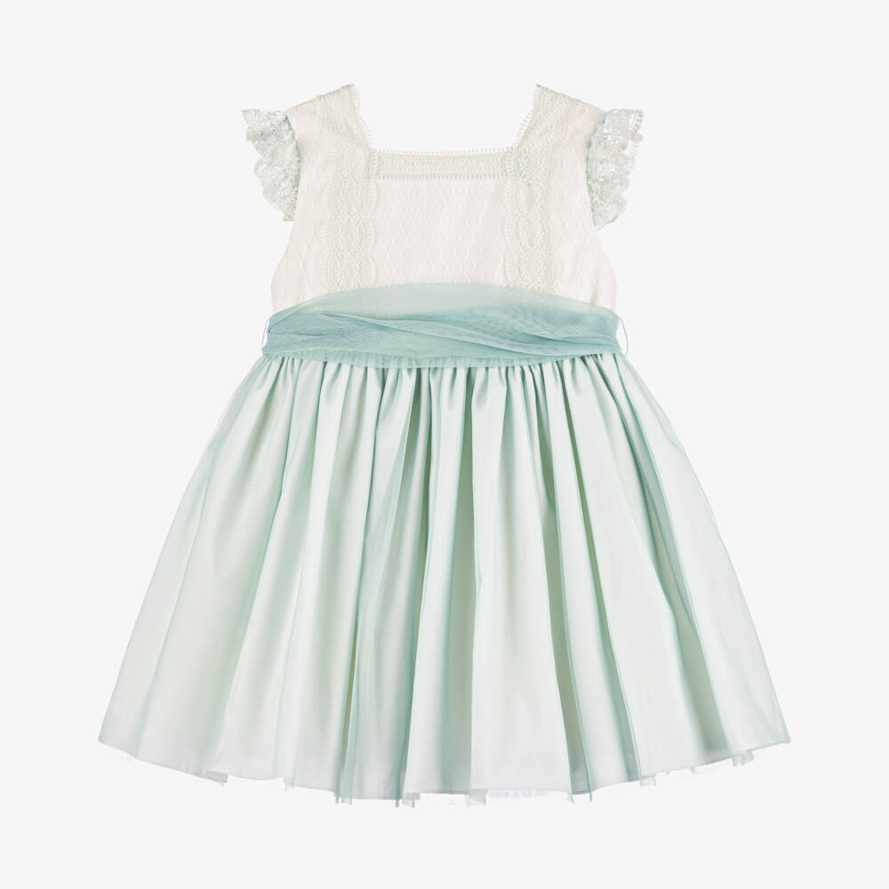 Abuela Tata-Girls Elegant Mint Lace Ensemble | Childrensalon Outlet