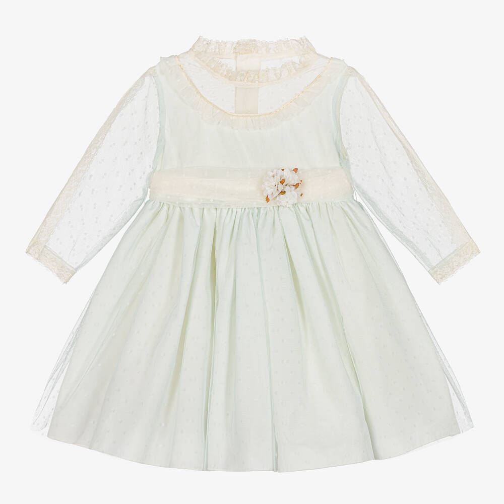 Abuela Tata - Girls Green Tulle Dress  | Childrensalon