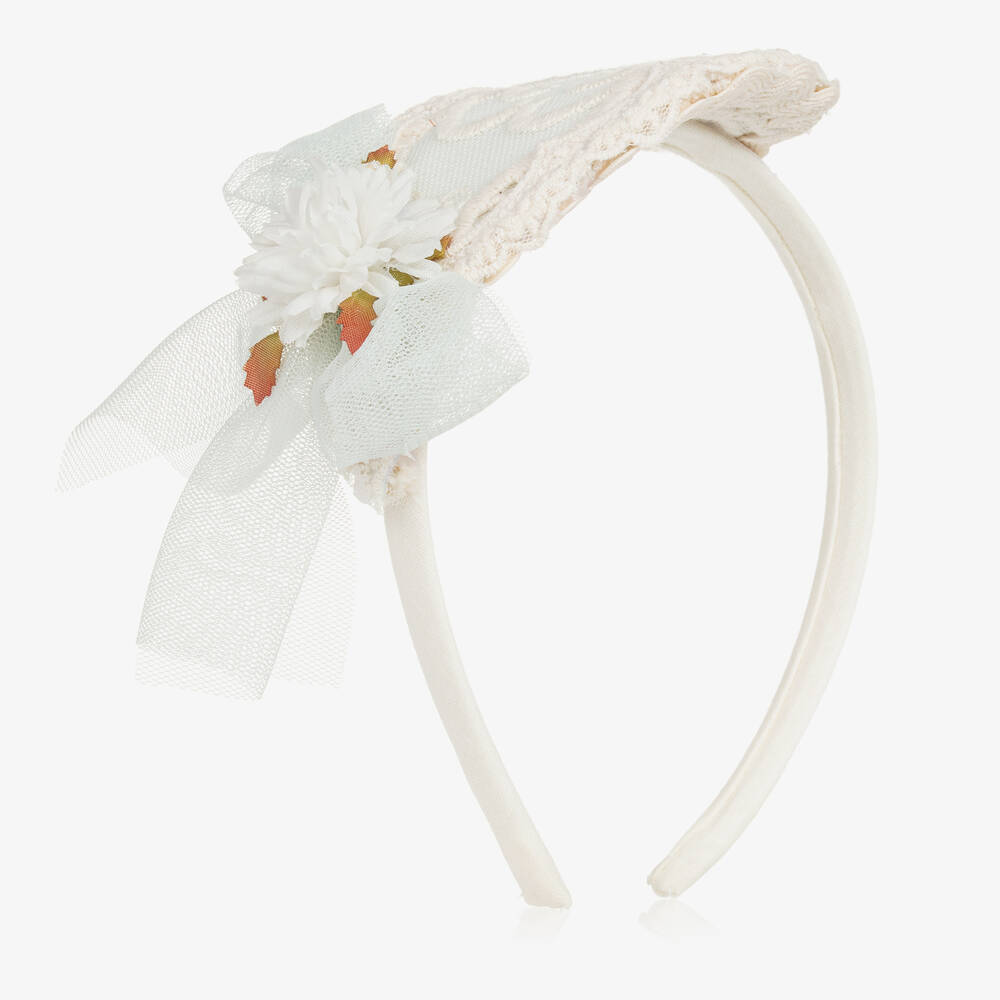 Abuela Tata-Girls Green Tulle & Lace Hairband | Childrensalon Outlet