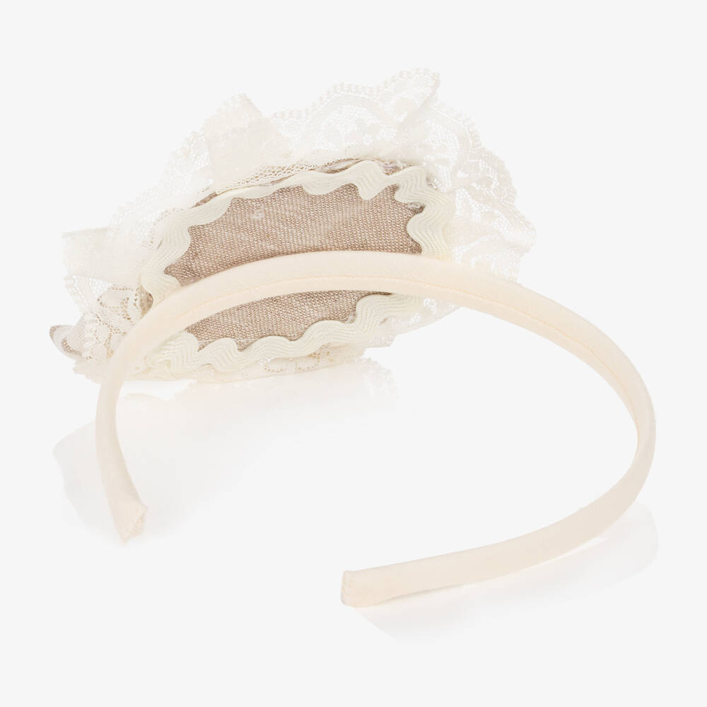 أبويلا تاتا-طوق للشعر دانتيل لون عاجي وبيج للبنات | Childrensalon Outlet