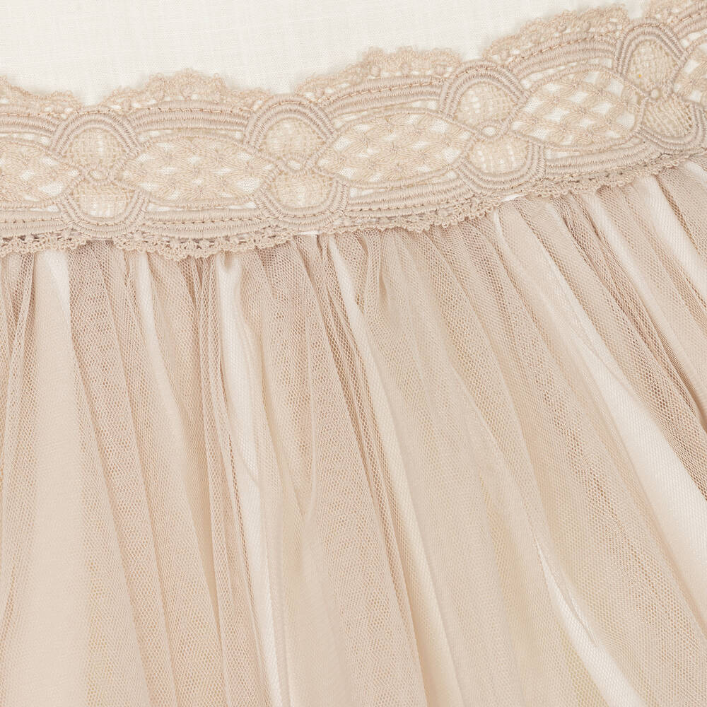 Abuela Tata-Кремово-бежевое платье из тюля для девочек | Childrensalon Outlet