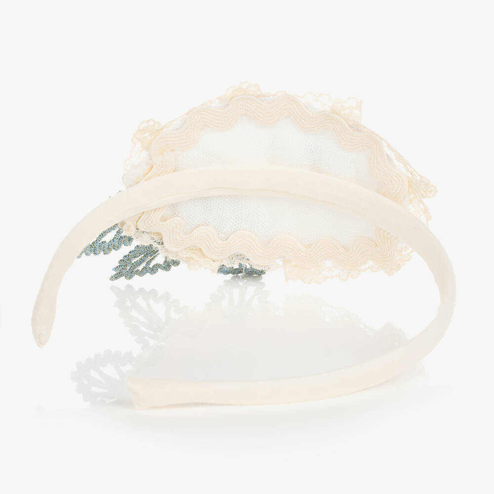 Abuela Tata-Girls Ivory & Blue Lace Hairband | Childrensalon Outlet