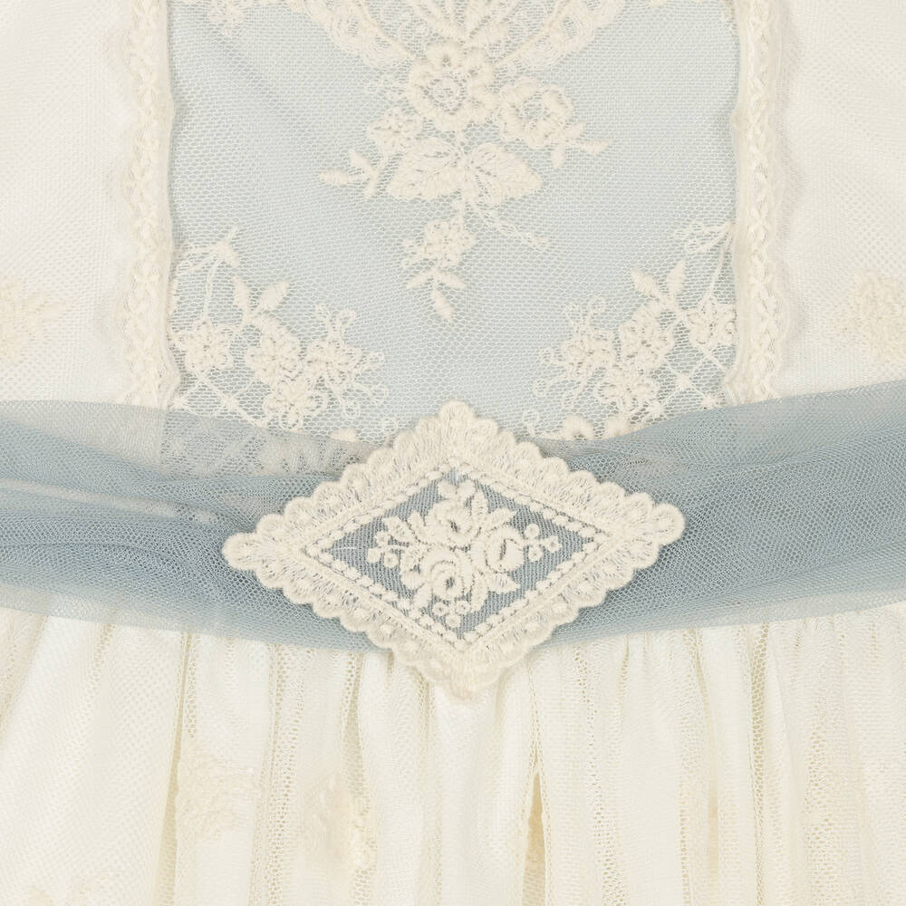 Abuela Tata-Кремово-голубое платье из тюля | Childrensalon Outlet