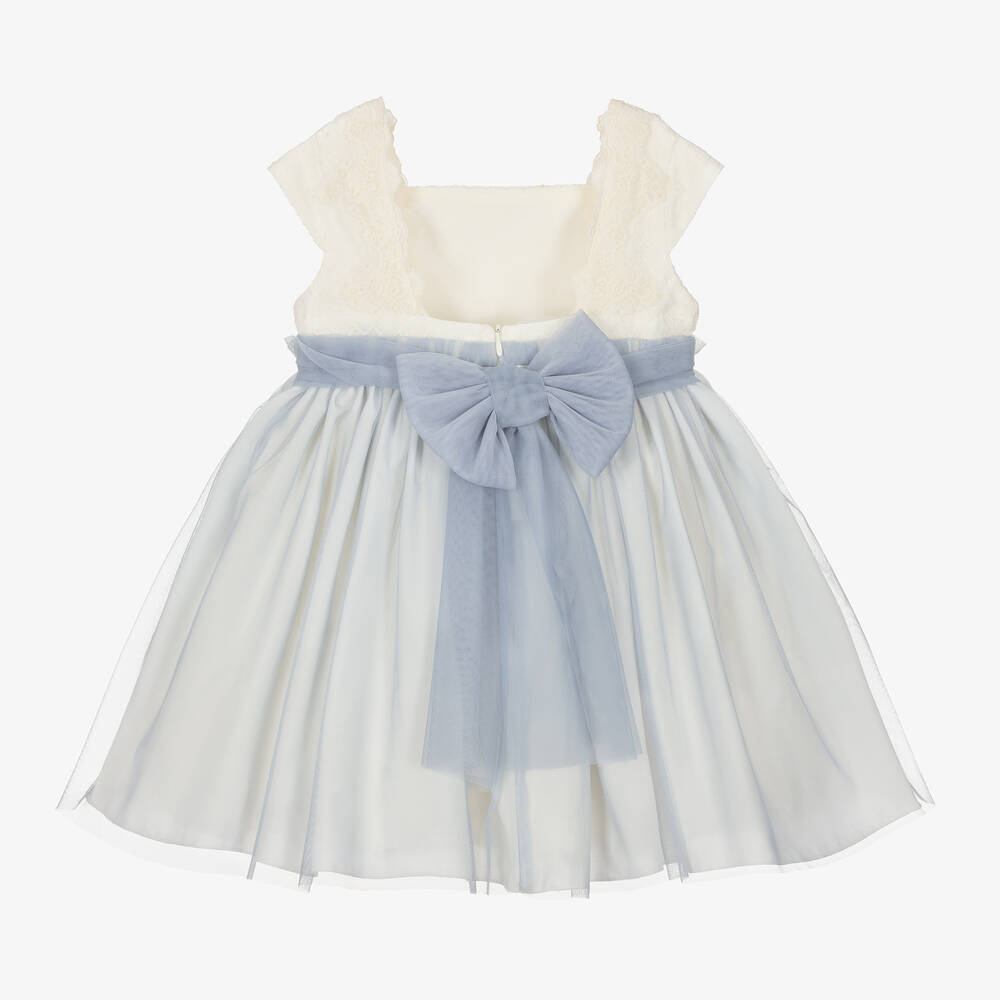 Abuela Tata-فستان تول لون عاجي وأزرق | Childrensalon Outlet