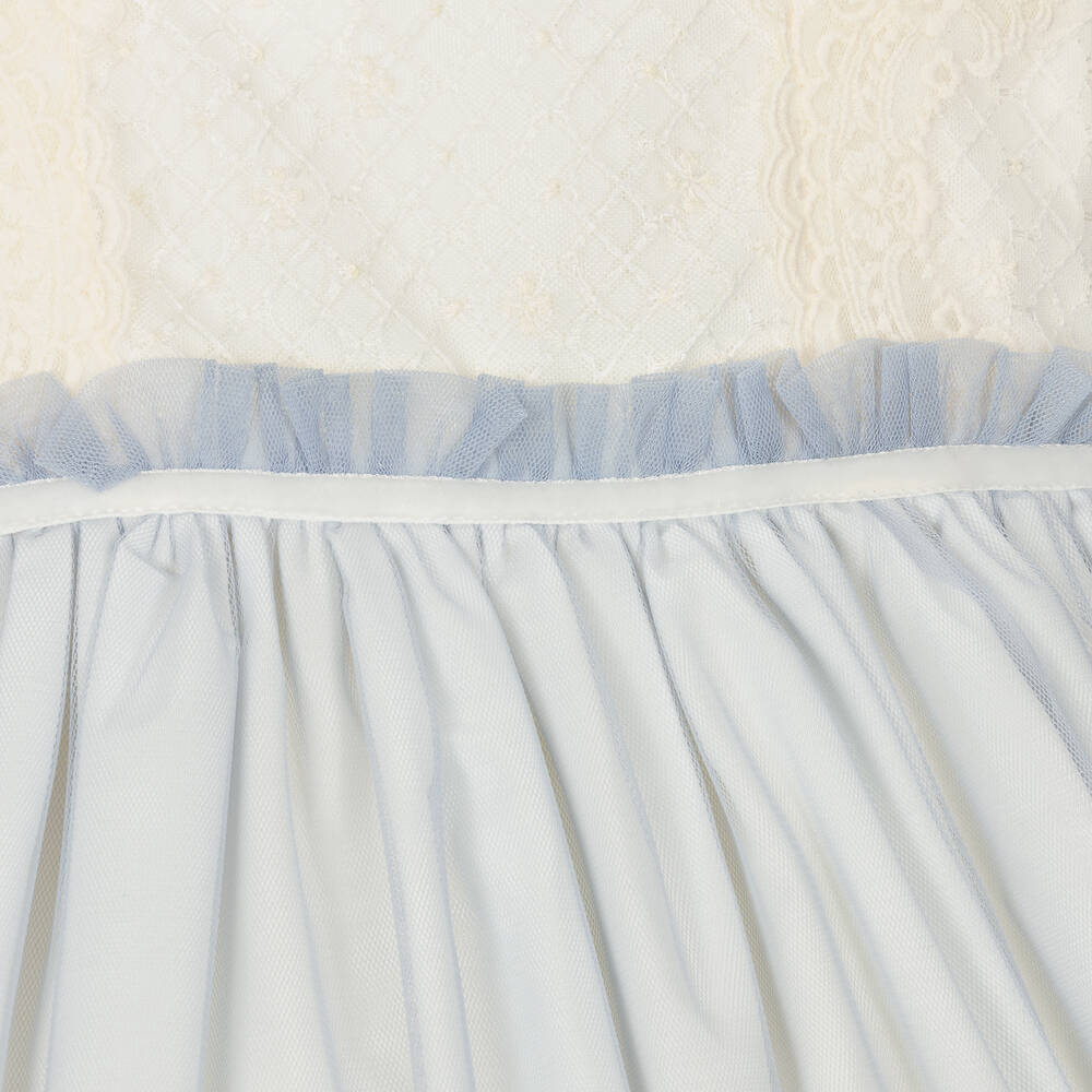 Abuela Tata-فستان تول لون عاجي وأزرق | Childrensalon Outlet