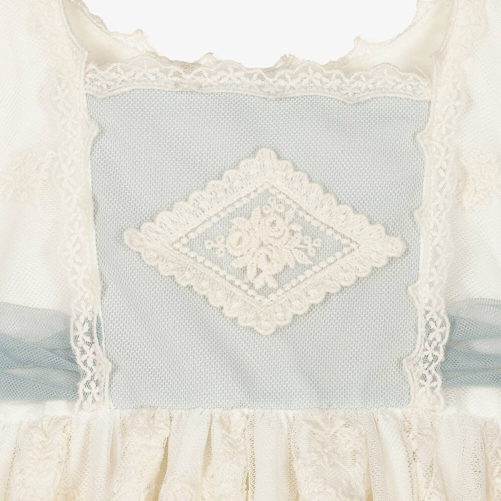 ABUELA TATA - Ceremony Lace Baby Dress & Bonnet - Blue main image 1