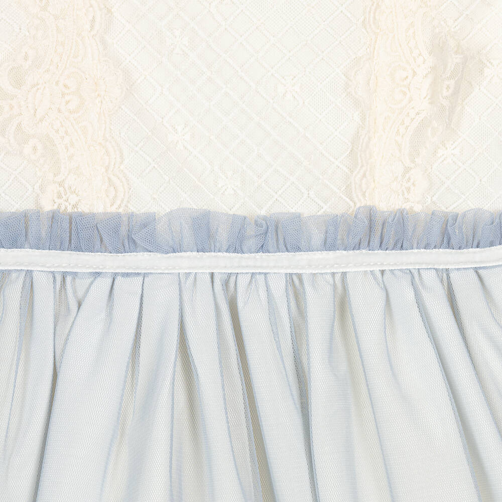 Abuela Tata-Girls Ivory & Blue Tulle Dress Set | Childrensalon Outlet
