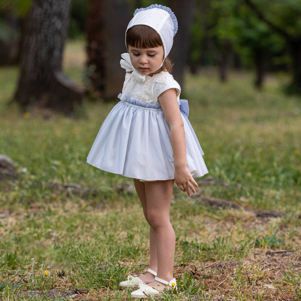 Abuela Tata-Girls Ivory & Blue Tulle Dress Set | Childrensalon Outlet