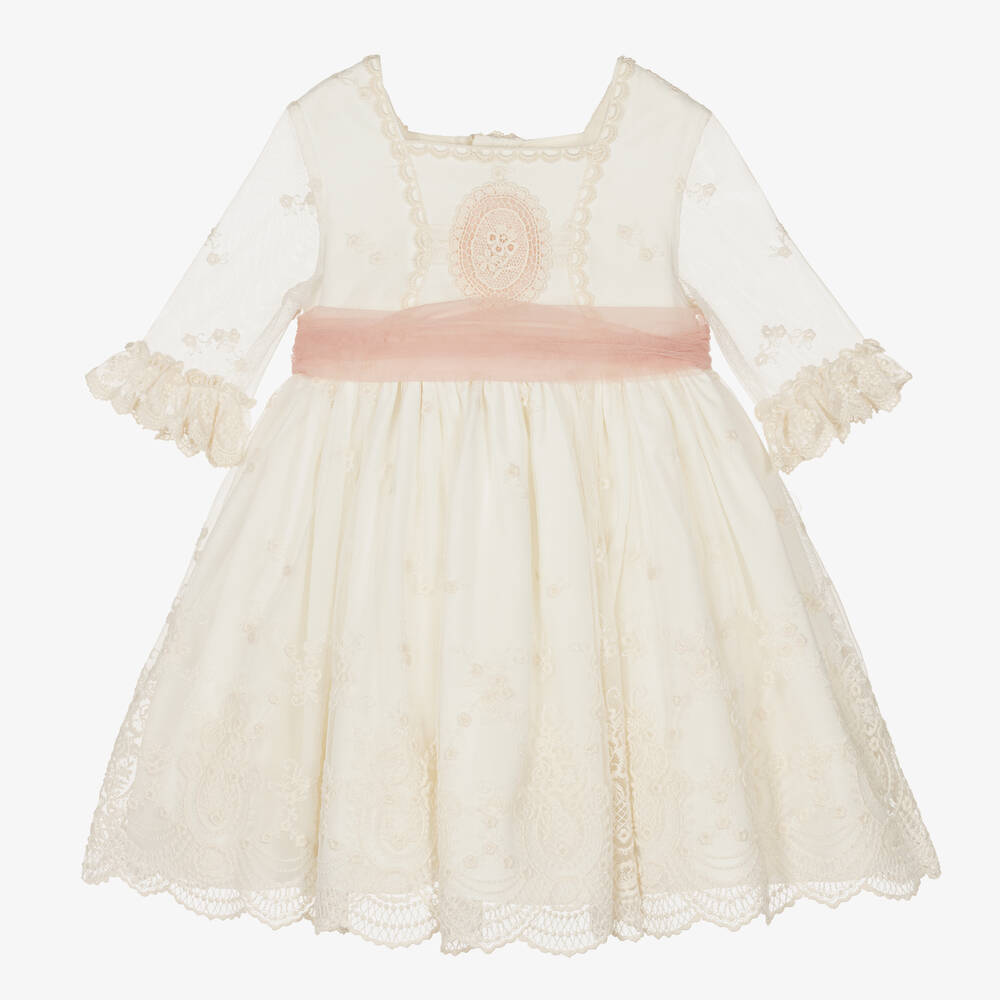 Abuela Tata - Кремовое платье из тюля с вышивкой | Childrensalon