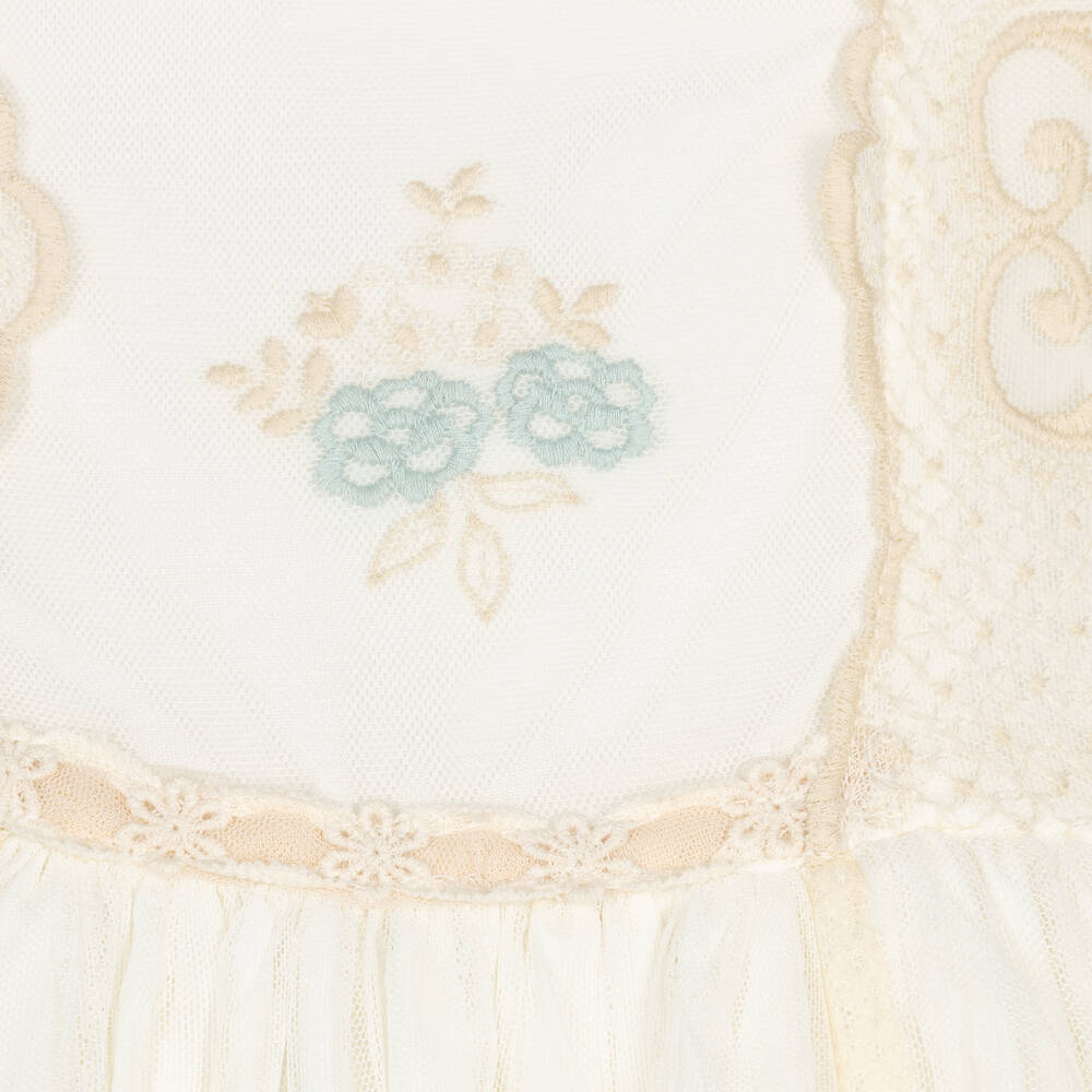 Abuela Tata-Girls Ivory Embroidered Tulle Dress | Childrensalon Outlet