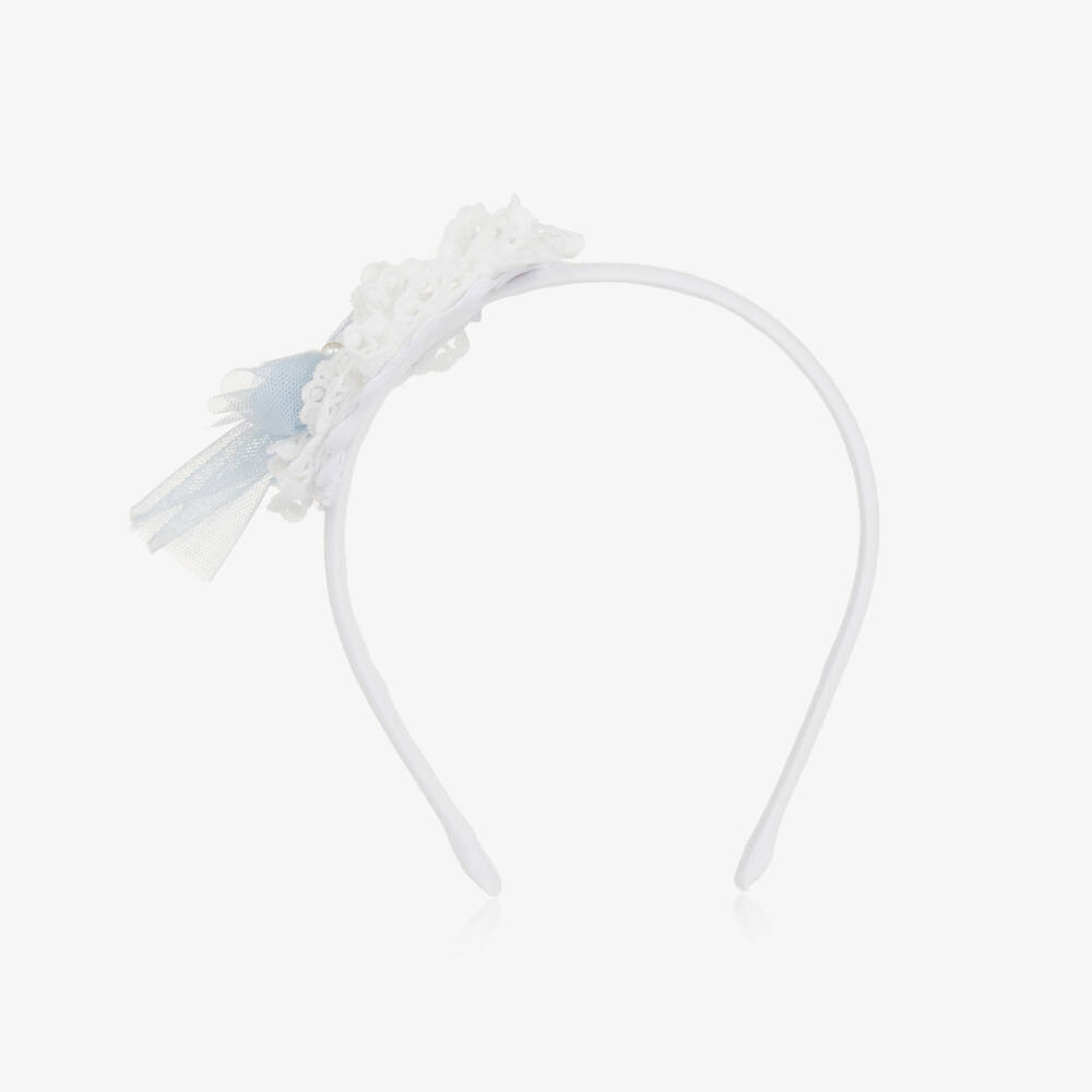Abuela Tata-Girls Ivory Floral Tulle Headband | Childrensalon Outlet
